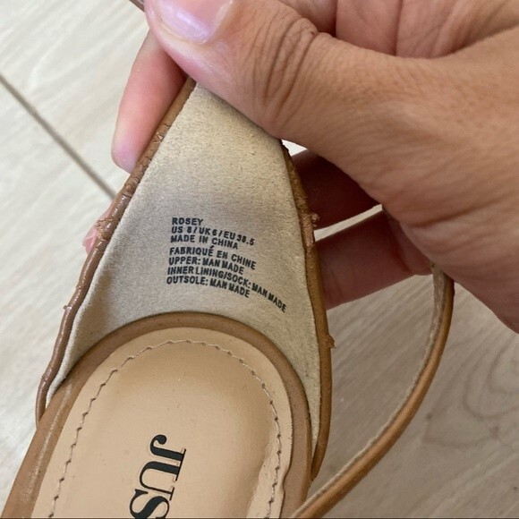 JustFab Shoes Heels Rosey Tan Light Brown Nude Ankle Strap Open Toe Neutral 8 - Picture 4 of 6